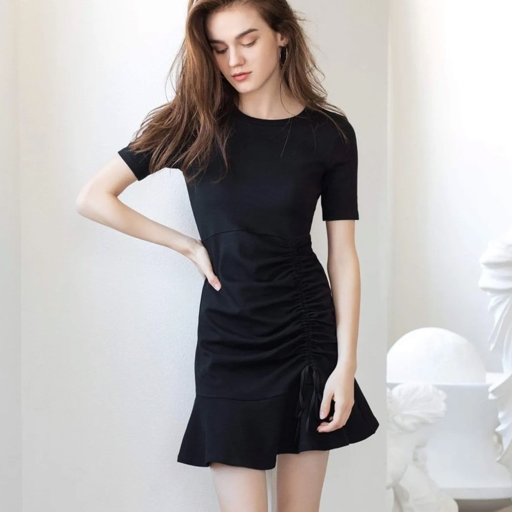 J.ing Sofia ruched ruffle mini dress size m